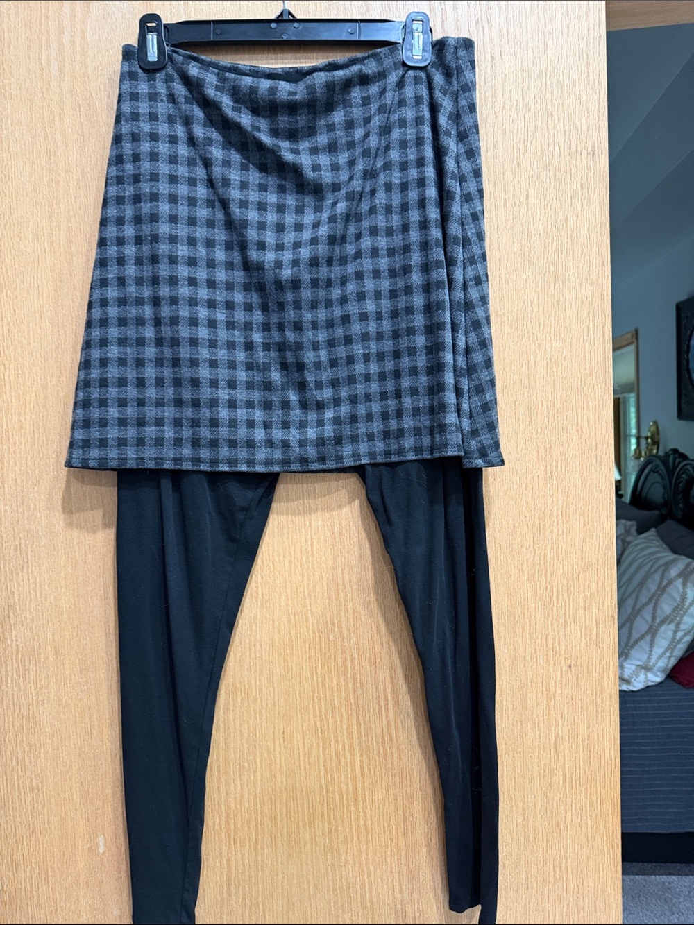 Plaid skirt with attached leg leggings